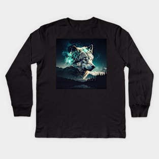 Wolf - The Mountain Protector Kids Long Sleeve T-Shirt